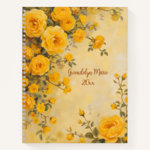 Stunning Yellow Roses Oil Painting Style Diary or Notebook