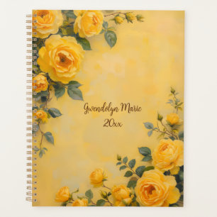 Stunning Yellow Roses Oil Painting Style  Planner