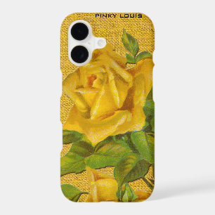 Stunning Yellow Roses on Yellow Burlap Background