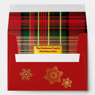 Stunningly Elegant Tartan Plaid Photo Christmas Envelope
