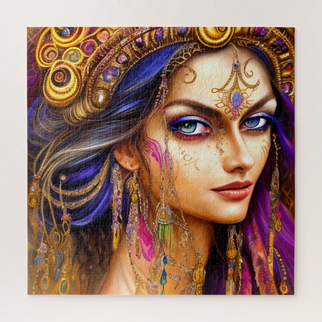 Stunningly Realistic Gypsy Lady Triptych Jigsaw Puzzle (Vertical)