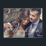 Stunningly Scripted Wedding Photo Thank You Card<br><div class="desc">Sending out your thank you note will be a breeze with this chic and stylish thank you postcard. Visit our designs showroom at WWW.BERRYBERRYSWEET.COM</div>