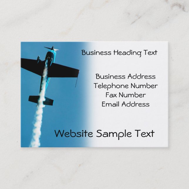 Stunt plane flying with smoke trail business card (Front)