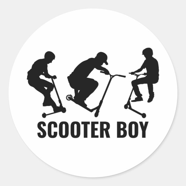 Stunt Scooter Boy Freestyle Scootering Rider Classic Round Sticker (Front)
