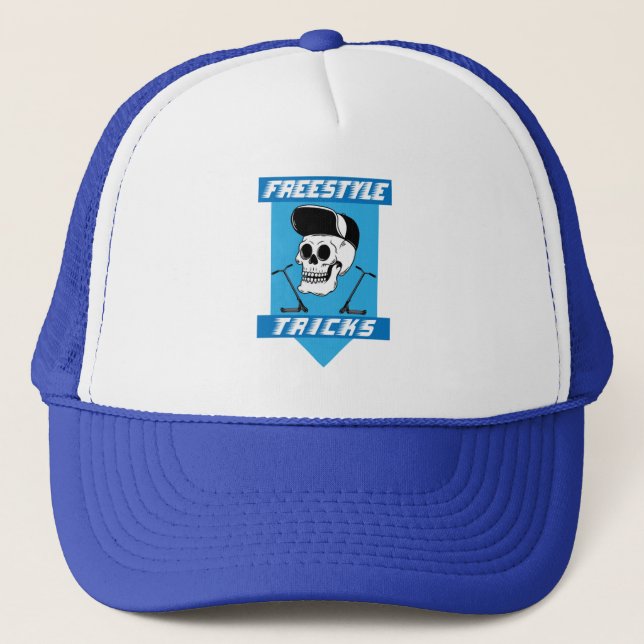 Stunt Scooter Free Rider Tricks Trucker Hat (Front)