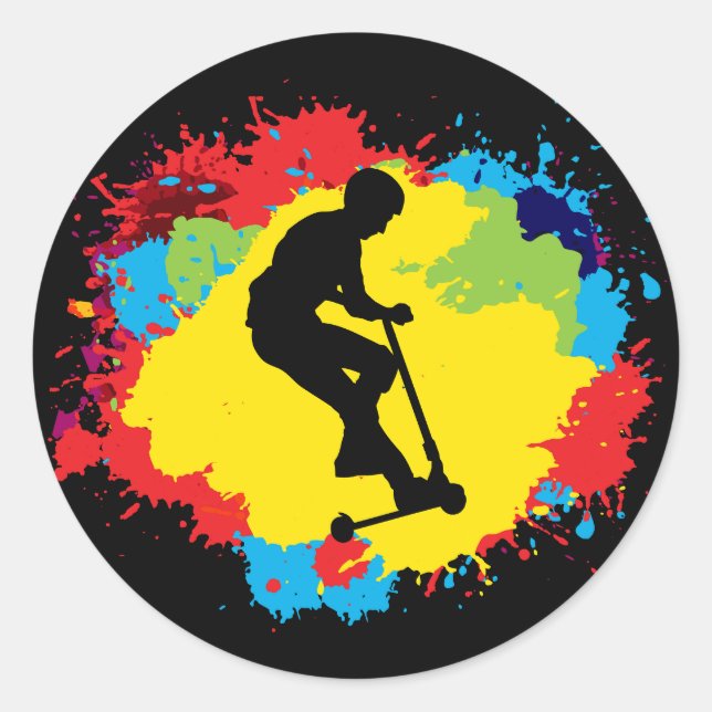 Stunt Scooter Freestyle Scootering Rider  Classic Round Sticker (Front)