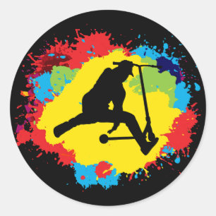 Stunt Scooter Freestyle Scootering Rider Classic Round Sticker