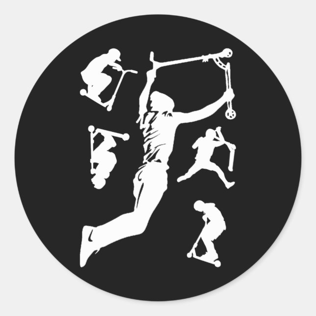 Stunt Scooter Scootering Tricks Classic Round Sticker (Front)