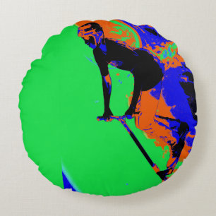 Stunt Scooter Speedster - Scooter Boy  Round Cushion