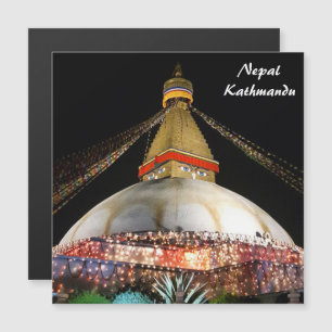Stupa Boudhanath, Kathmandu at night - Nepal Magnetic Invitation