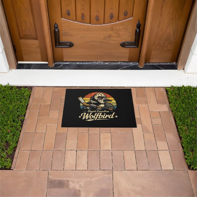 Stupid Canadian Wolf Bird  Doormat (Outdoor)