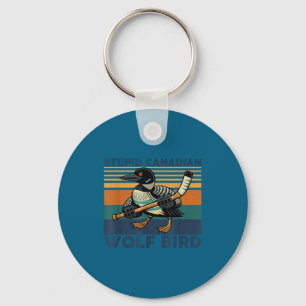 Stupid canadian wolf bird funny hookey loon meme key ring