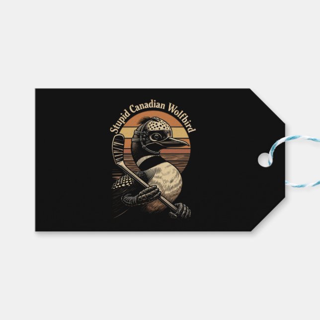 Stupid Canadian Wolf Bird Gift Tags (Front (Horizontal))