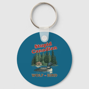 Stupid canadian wolf bird heated loon hockey meme key ring