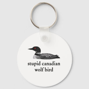 Stupid Canadian Wolf Bird Hockey Romance for Hocke Key Ring