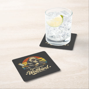 Stupid Canadian Wolf Bird  Square Paper Coaster