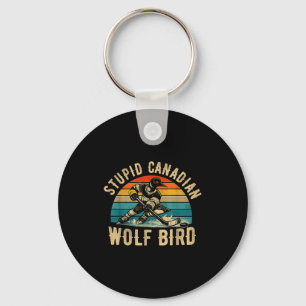 Stupid canadian wolf bird vintage heated hookey key ring