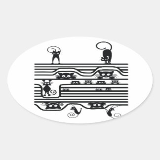 stupid cats line oval sticker