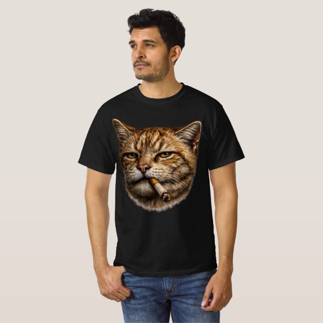 Stupid Cool Funny Cat Meme Smoking Cat cigarette  T-Shirt (Front Full)