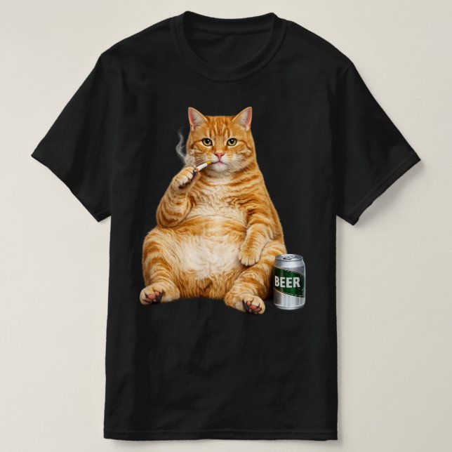 Stupid Cool Funny Cat Meme Smoking Cat cigarette  T-Shirt (Design Front)