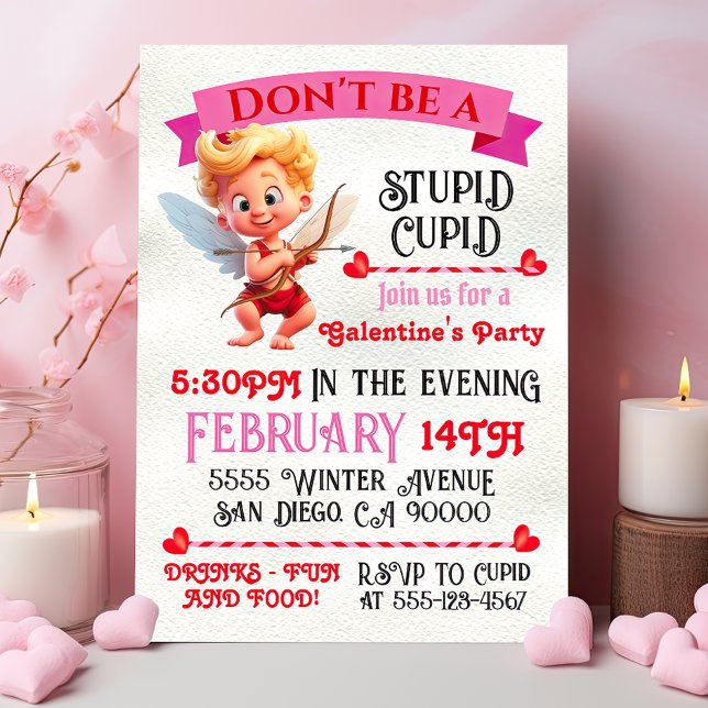 Stupid Cupid Galentine's Valentine's Day Party Invitation (Creator Uploaded)