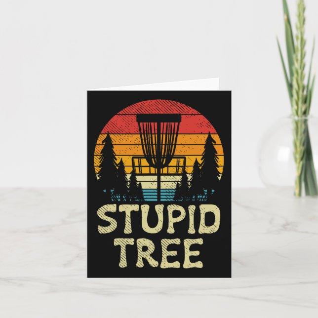 Stupid Tree Disc Golf Basket Retro Frisbee Golfing Card (Front)