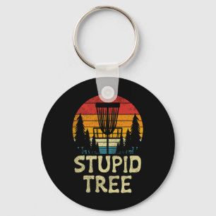 Stupid Tree Disc Golf Basket Retro Frisbee Golfing Key Ring