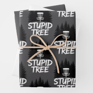 Stupid Tree Disc Golf Funny Frisbee Golf Golfer Wrapping Paper Sheet