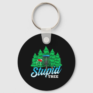 Stupid Tree Funny Disc Golf Player Men Women  Key Ring
