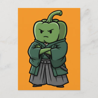 Sturdy Green Bell Pepper Samurai Bodyguard  Postcard