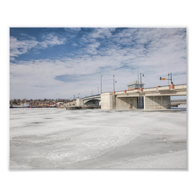 Sturgeon Bay, WI Bridge in Winter Photo Print (Front)