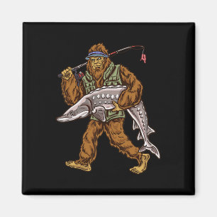 Sturgeon Fishing Bigfoot Fishermen Magnet