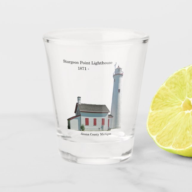 Sturgeon Point Lighthouse shot glass (Front)
