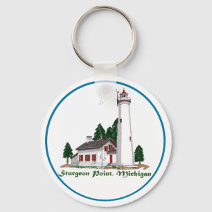 Sturgeon Point Michigan Key Ring