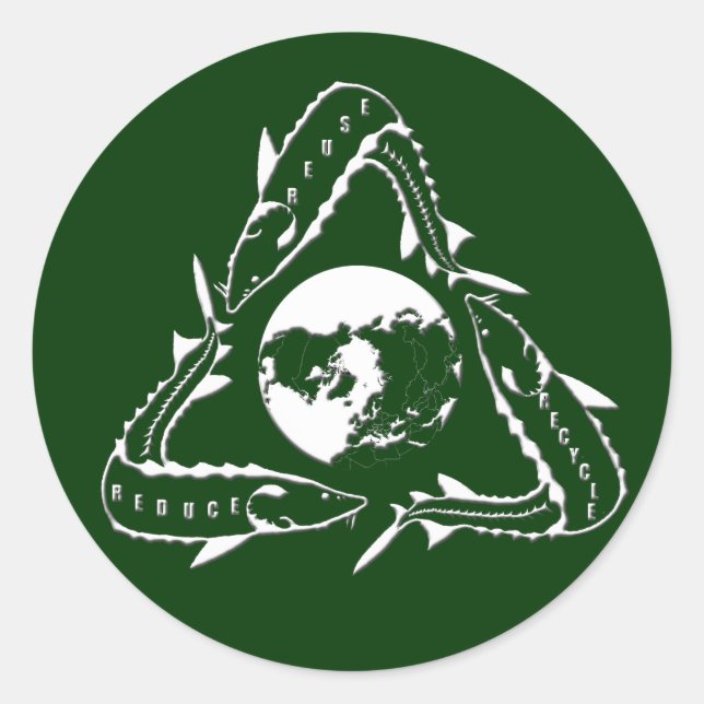 Sturgeon Sticker - Recycle white (Front)