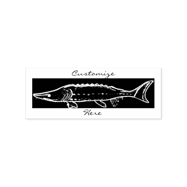 sturgeon swimming rubber stamp (Imprint)