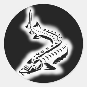 Sturgeon Tribal Glow Classic Round Sticker