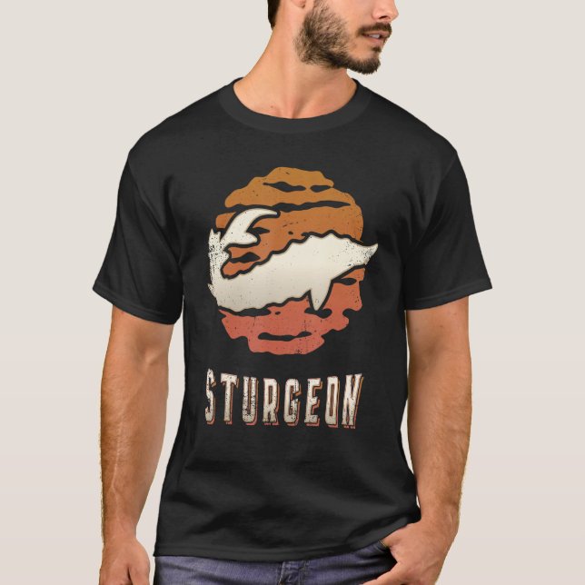 Sturgeon Vintage Retro Classic Animal Sunset T-Shirt (Front)