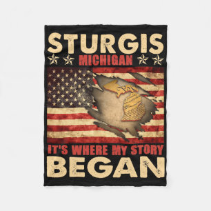 Sturgis Michigan Usa Flag 4th Of July Fleece Blanket