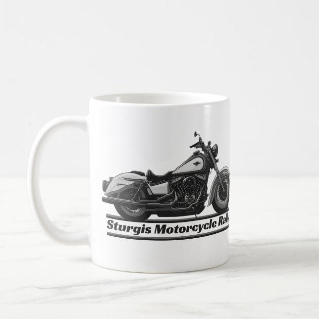 Sturgis Motorcycle Rally Black And White Biker Coffee Mug (Left)