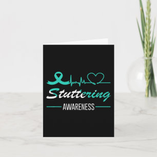 Stuttering Awareness Butterfly Teal Ribbon Heartbe Card