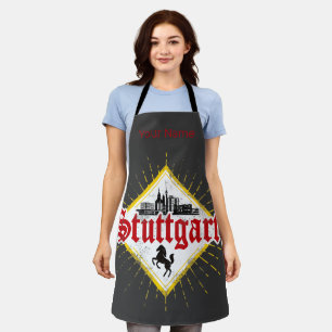 Stuttgart City Germany Retro Skyline Vintage Apron