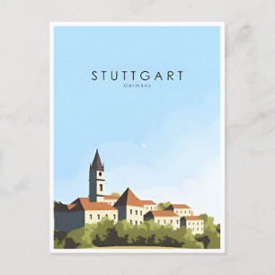 Stuttgart City Germany Retro Skyline Vintage Postcard