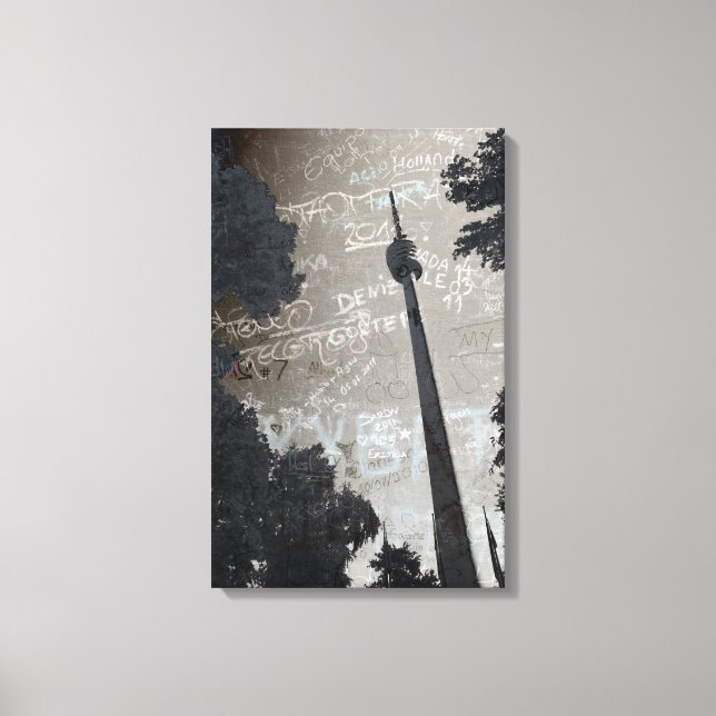 Stuttgart Fernsehturm Art Poster Canvas Print (Front)