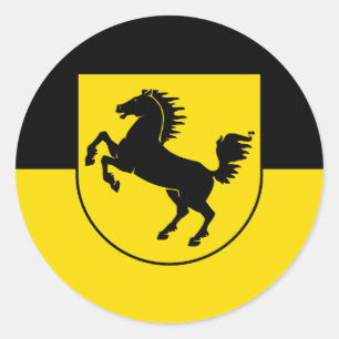 Stuttgart flag city germany symbol emblem horse classic round sticker