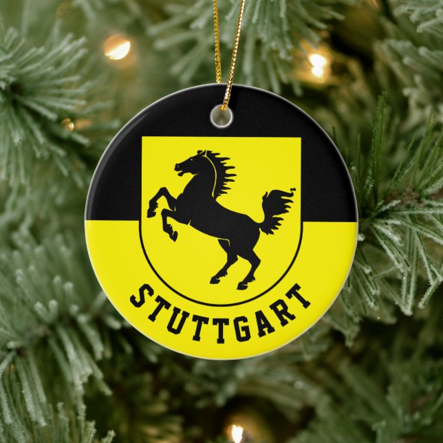 Stuttgart Flag (Germany) Ceramic Tree Decoration (Tree)