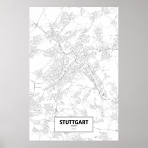 Stuttgart, Germany (black on white) Poster