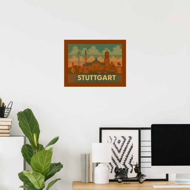 Stuttgart Germany City Art Poster (Home Office)