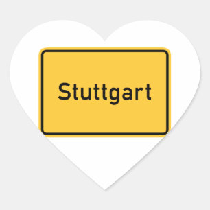 Stuttgart, Germany Road Sign Heart Sticker