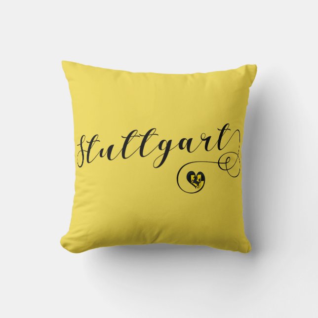 Stuttgart Heart Throw Pillow,  Germany Cushion (Front)